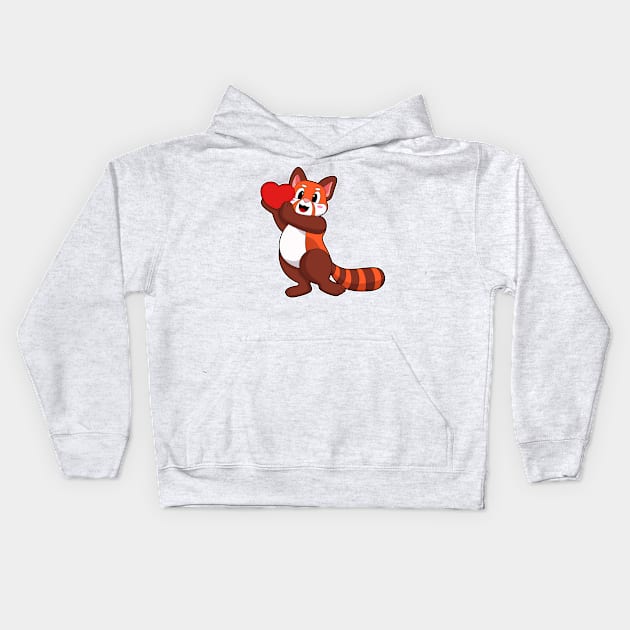 Red panda at Love with Heart Kids Hoodie by Markus Schnabel